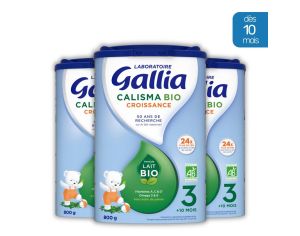 GALLIA 3 Botes de Lait en Poudre Croissance 3 Bio 3x800g - Ds 10 Mois